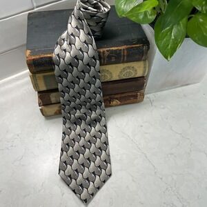 Nature Conservancy Mens Neck Tie Marlin Beige Brown Black Silk 57"x4" Necktie